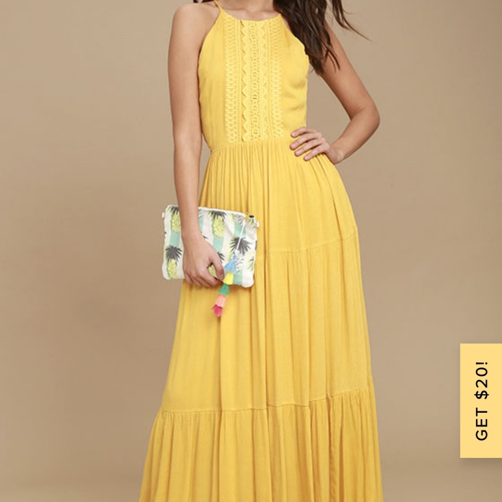 Lulus lace and embroidered maxi dress